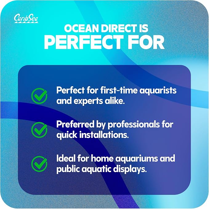 CaribSea Ocean Direct Natural Live Sand – 20 lb – Natural Aragonite Sand for Saltwater Aquariums – Sea Breathe Technology – Short Setup Time