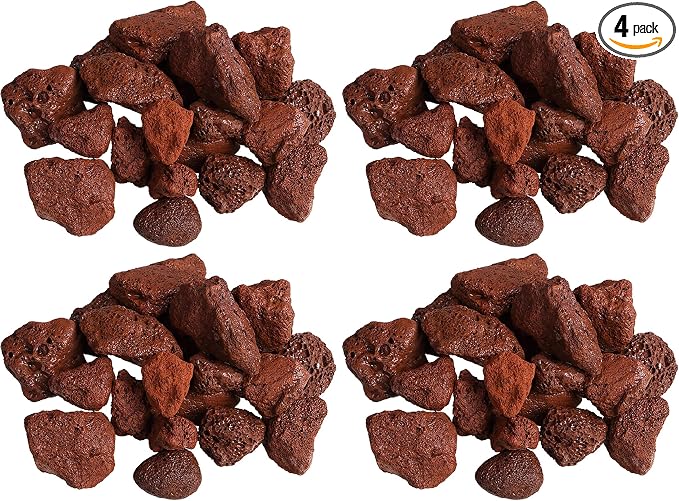 About 120 PackAquarium Red Lava Rock Fish Tank Volcanic Pumice Stones for Shrimp Betta(1''-1.2'')