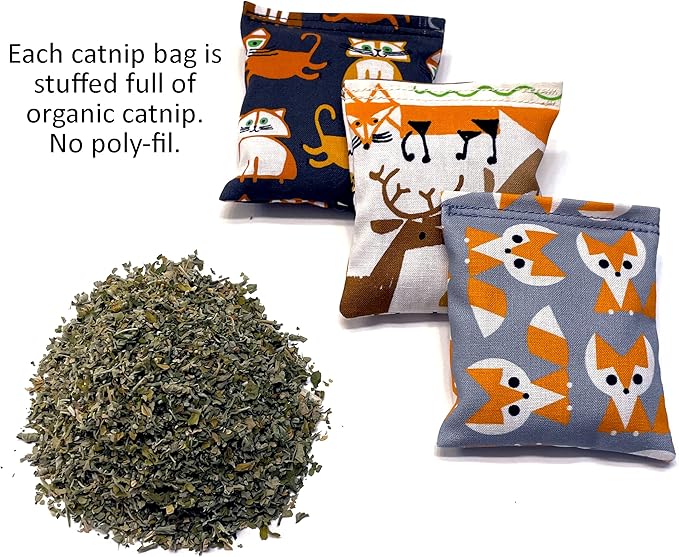 One Organic Catnip Toy from multiple designs, Made with GOTS Certified Organic Fabric, Organic Catnip, Organic Thread, Handmade in the USA