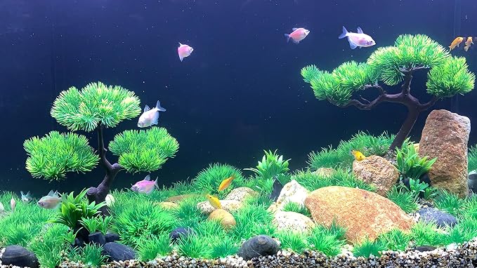 Artificial Aquarium Green Water Plants Tree Set 25 Pcs, Fish Tank Aquarium Decorations, Made of Soft Plastic, Safe for All Fish & Pets (Set 1)