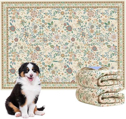Washable Pee Pads for Dogs, 2 Pack Super Absorbent Reusable Puppy Pads with Colorful Flowers Patterns for Potty Training, Floor, Couch, Bed, and Crate,24"x 36"