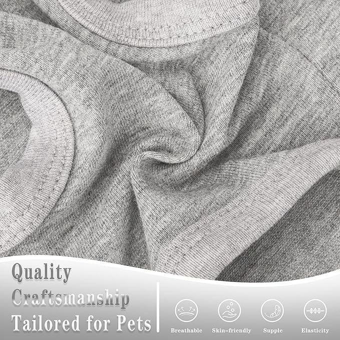 Stylish Cotton Dog Shirt with Print, Soft & Breathable, All-Season Comfort, Fits Most Breeds - Perfect Pet Apparel for Small, Medium, Large Dogs.Grey&xs
