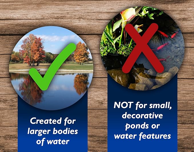 Crystal Blue Pond Booster - Blue Pond Dye & Natural Pond Cleaner Combo - Treats up to 1 Acre - Crystal Blue Water While Reducing Muck & Sludge - 1 Gallon