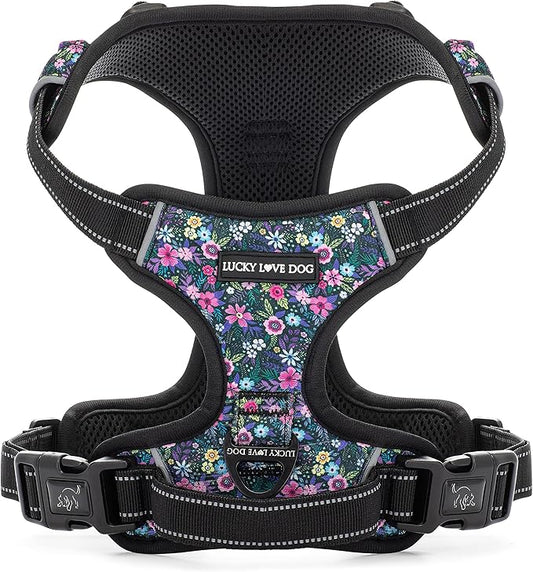 Lucky Love Dog No Pull Dog Harness, Adjustable and Easy to Walk, Cute Patterned Harness for SmallMale & Female Dogs - Primrose, Small
