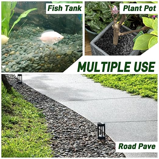 Quibbay 45 LB Natural River Rocks Mexican Beach Pebbles, 0.3-0.6 Inch Natural Unpolished Bulk Rocks, Pebbles for Landscaping Garden Paving Plant, Rocks for Walkways Outdoor Decorative Stone, Grey