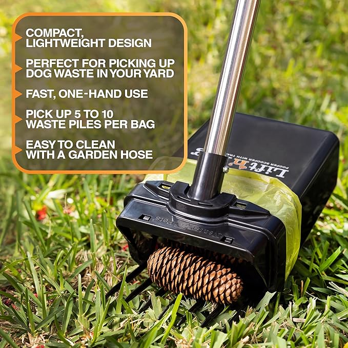 Neater Pet Brands Lift N’ Bag 2.0 Dog Pooper Scooper with Bag Attachment & 22" Pole for Small to Large Dogs, New & Improved Design, 15 Refill Bags, Heavy Duty Dog Poop Scooper for Yard, One-Hand Use