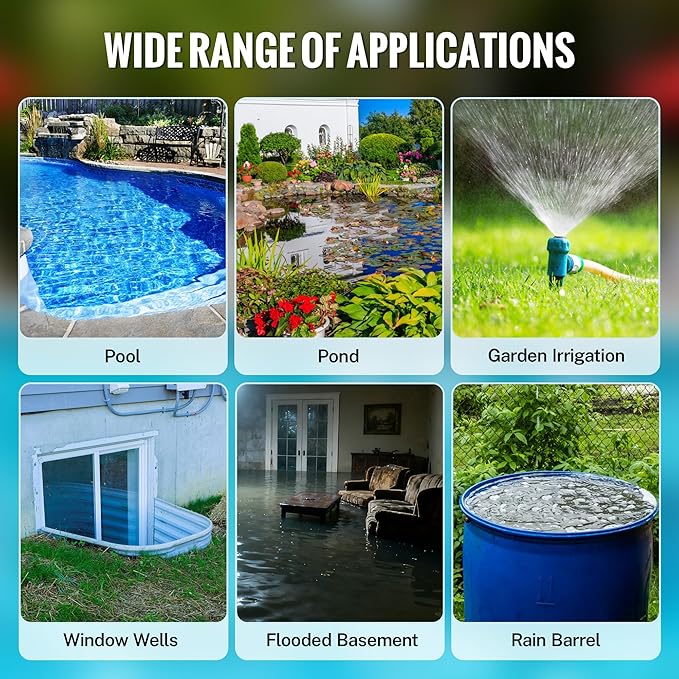 WORKPRO Sump Pump, 1HP 4500 GPH Submersible Water Pump with Automatic Float Switch for Transferring Clean or Dirty Water, A Water Pump for Pool Draining, Flooded Basement, Pond, and Garden Irrigation