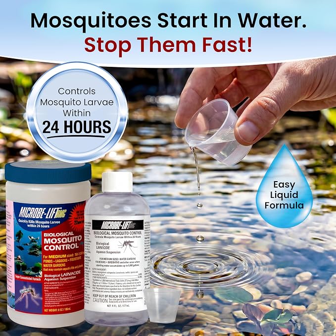 MICROBE-LIFT BMC Biological Mosquito Control, Liquid Treatment for Medium-Sized Decorative Water Gardens Up to 2,000 Gallons, Fountains and Ponds, 6 Fluid Ounces