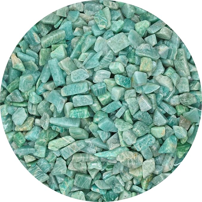Amazing Gemstone Amazonite 1 lb Bulk AAA+ Gemstone Tumbled Chips Mini Crystal Beads, Undrilled No Holes Wiccan Healing Stones for Home Garden Decor Vases Plants Succulents Cactus Jewelry&Art Project