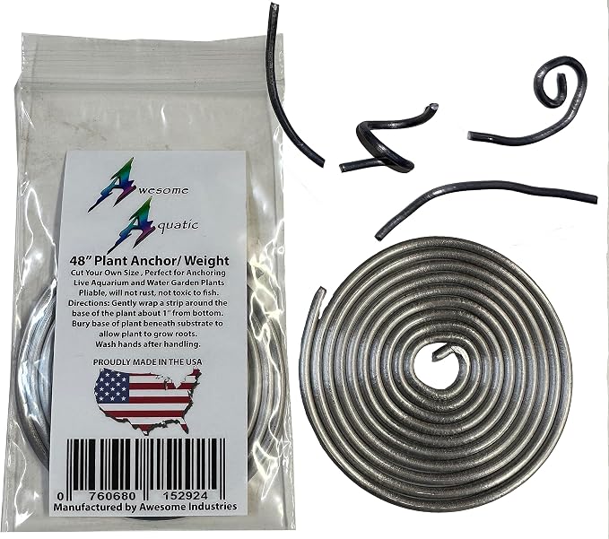 Aquarium Plant Weights, Fish Tank Anchors, 48 in Lead Wire Roll | Cut to any length • Secure plants • Easy to shape • Holds stems in place • Prevents floating • Aquascaping essential