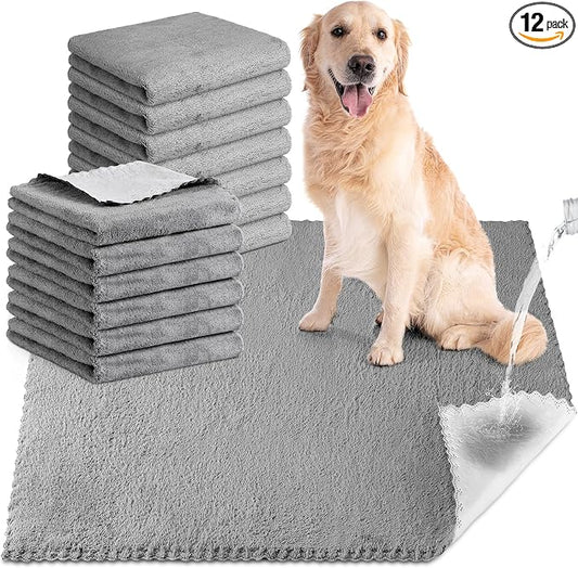 Thyle 12 Pcs Washable Pee Pads for Dogs Reusable Waterproof Training Puppy Pads Bulk Absorbent Pet Whelping Small Dog Mats for Crate Bed Sofa(34 x 28 Inch)