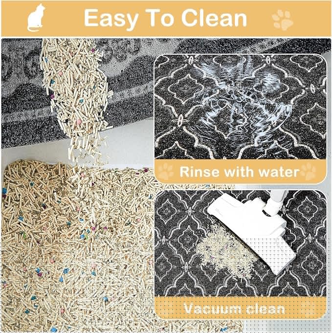 Glittme Premium Cat Litter Mat 33"x22" - Non-Slip & Waterproof Litter Trapping Mat for Litter Boxes - Soft Mesh Kitty Sand Catcher Pad Easy to Clean & Washable Floor Protector