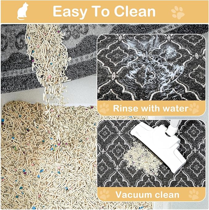 Glittme Premium Cat Litter Mat 24"x15" - Non-Slip & Waterproof Litter Trapping Mat for Litter Boxes - Soft Mesh Kitty Sand Catcher Pad Easy to Clean & Washable Floor Protector