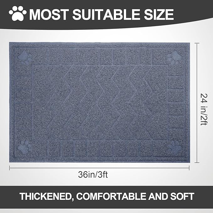 Cat Litter Mat, Litter Trapping Mat Soft on Kitty Paws, 35" x 26" Litter Box Mat for Cleaner Floors, Waterproof, Easy Clean, Durable Large Size Cat Litter Pad for Kitten