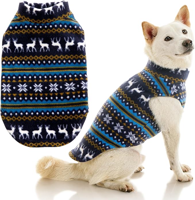 Gooby - Stretch Fleece Vest, Pullover Fleece Vest Jacket Sweater for Dogs, Reindeer Blue, 2X-Large