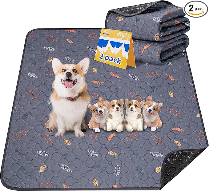 Sunheir 2-Pack Extra Large Reusable Dog Mat for Floor, Waterproof Dog Playpen, Super Absorbent Washable Pee Pads for Dogs, Pet Whelping Mat, Potty Training - 36" x 72"