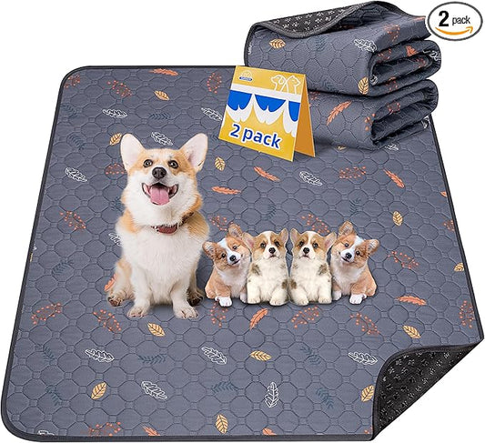 Washable Pee Pads for Dogs - 2 Pack Puppy Pads with Super Absorbent, Non-Slip, Reusable Pee Pads Specifically Designed for Dog Playpen, Crate, Whelping Box, Floor - 36" x 41", Grey