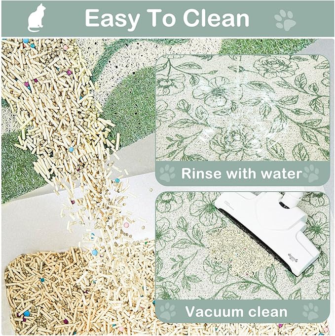 Glittme Premium Cat Litter Mat 24"x15" - Non-Slip & Waterproof Litter Trapping Mat for Litter Boxes - Soft Mesh Kitty Sand Catcher Pad Easy to Clean & Washable Floor Protector