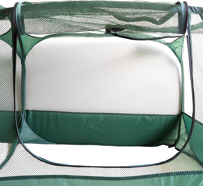 Portable Chicken Coop - Small Animal Playpen and Pop Up Chicken Coop Run - Transparent Breathable Mesh Net and Foldable - Complete with Collapsible Food/Water Bowl