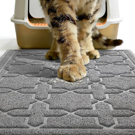 Yimobra Cat Litter Mat, Litter Trapping Waterproof Non Slip PVC Mat, Scatter Control Easy Clean for Litter Box, 24"x20", Dark Grey