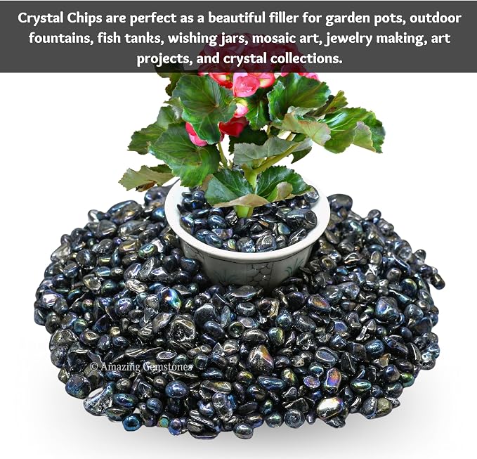 Amazing Gemstone Titanium Aura Quartz Crystal Chips Aquarium Gravel Rocks - Bulk Fish Tank Gravel, Small Tumbled Stone Chips and Tiny Crystals for Decoration (Natural AAA Grade)