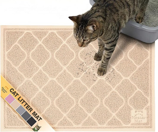 Neater Pets Neater Mat Cat Litter Mat, Thick & Durable Cat Mat for Litter Box, Trapper Pad Catches Mess to Protect Indoor Floors, Soft on Kitty Paws, Anti-Skid Grip Backing, Easy to Clean, Beige