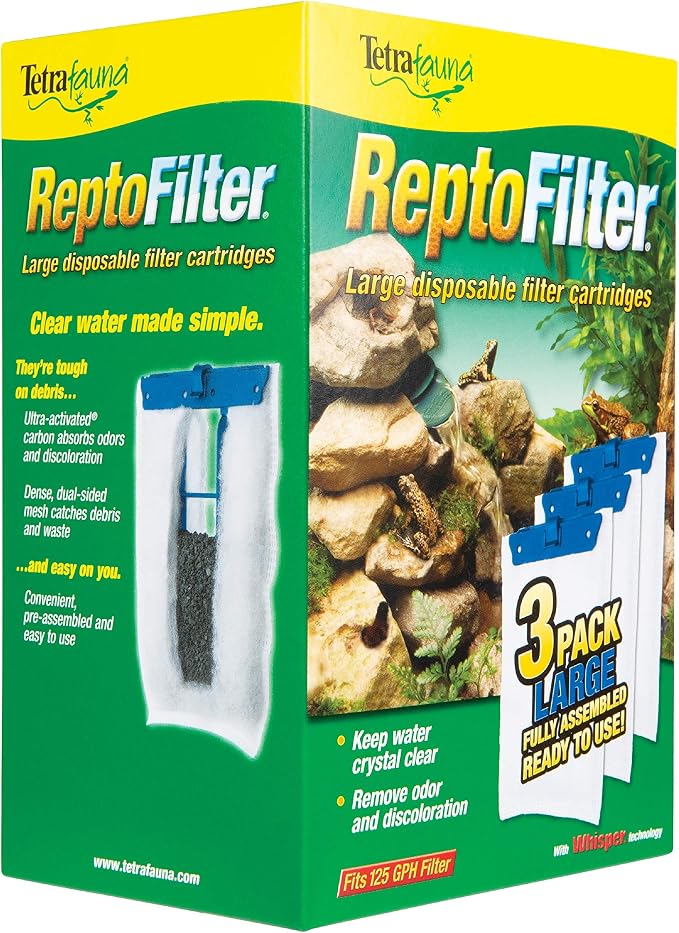 Tetra ReptoFilter Large Filter Cartridges for Terrariums, Fits TetraFauna ReptoFilter 50 gal, 3 Count (Pack of 2)