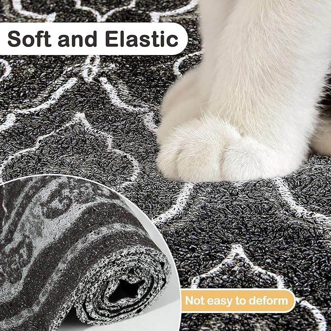 Glittme Premium Cat Litter Mat 33"x22" - Non-Slip & Waterproof Litter Trapping Mat for Litter Boxes - Soft Mesh Kitty Sand Catcher Pad Easy to Clean & Washable Floor Protector