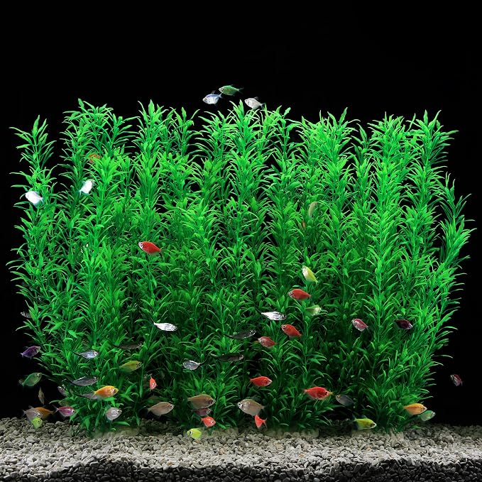 JIHAQUA 4 Pack Aquarium Decor Plastic Plants Extra Large 21 Inches | Tall Fish Tank Decorations,Green