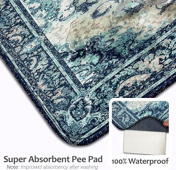 Dog Pee Pads Training Pads Upgrade Triple Thickness All-Purpose Super Absorbent & Leak-Proof, Quick Dry and Leak-Proof and Odor Control (Blue/Multi, 18" x24" x2PCS)