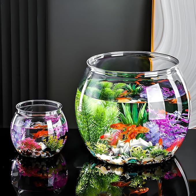 2Pcs Plastic Fish Bowls, 135oz Round Fish Tank Home Party DIY Decor | 1 Gallon Aquarium Hydroponic Planter Floral Container for Candy, Carnival Games, Prizes, Party ,Table Centerpiece