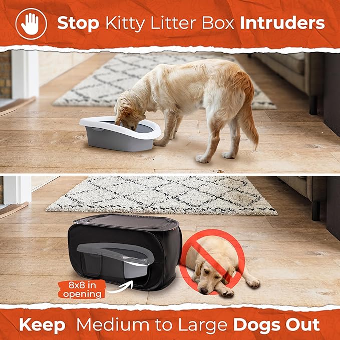 Pexter Cat Litter Box Enclosure, Dog Proof, Discreet and Hidden Litter Box, Kitty Litter Trap Design with Easy-Clean Feature, Scoop and Deodorizer Storage Pockets, Lightweight and Waterproof