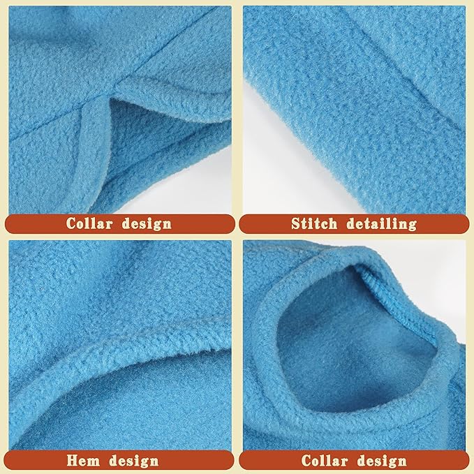 Sleeveless Pullover Fleece Vest for Small Dogs: Cozy Polyester Dog Jacket, Tank Top Sweater with Leash Ring and Armholes, Crisp, Warm, and Easy-to-Wear Design for Everyday Comfort Lake Blue L