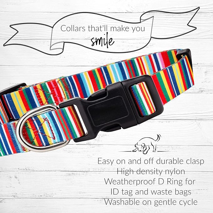 Lucky Love Dog - Adjustable Dog Collar with Easy Click Buckle for Small Dogs, Durable, & Comfortable for Male & Female Dogs, Pet Collar for Puppies & Adult Dogs - Hippie, Small