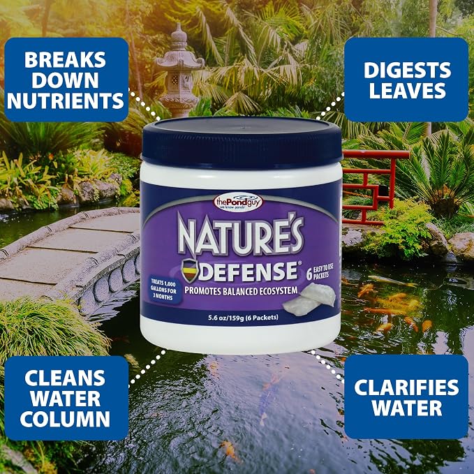 The Pond Guy Nature's Defense Beneficial Bacteria Treatment, 12 Packets | Natural bio cleaner and clarifier for water gardens; koi fish, plant and pet safe