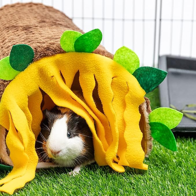 Guinea Pig Hideout - Fleece Tunnel House Cage Accessories for Rat Hamster Hedgehog Chinchilla Small Animal - Playing Sleeping Hunting Resting Washable Tube Bedding Habitats