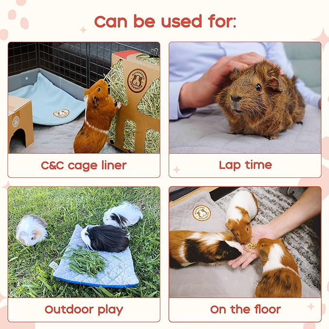GuineaDad Original Reusable Cage Liner – Orange Fleece Bedding with Burrowing Pocket –Waterproof Bottom – Fits Midwest Guinea Pig Cage – Small Animal Supplies