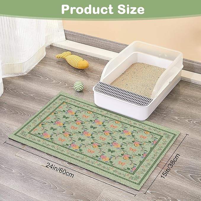 Unicorn Catcher 24x15 inches Cat Litter Mat Non-Slip Bottom Litter Box Mat Urine-Proof Soft Litter Mat for Cats Waterproof Pads Protects Floors Cat Mat for Litter Box