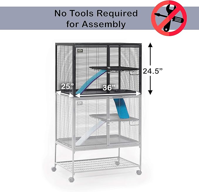Critter Nation by MidWest Homes for Pets Add-On Unit, Small Animal Cage Extension for Rats, Chinchillas, Ferrets and Sugar Gliders, with Full-Width Doors, Ramps, Resting Shelf and Removable Base Pan