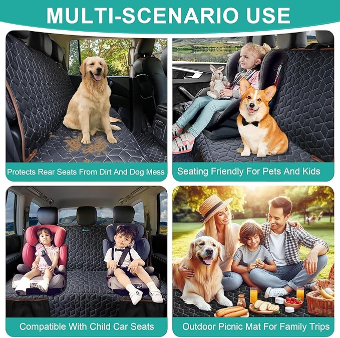 Meginc Bench Seat Covers for Trucks,Dog Car Seat Covers for Ford f150/Ram1500/Nissan Frontier/Toyota Tacoma/GMC Canyon,Nonslip Truck Seat Cover for Dogs (Brown)