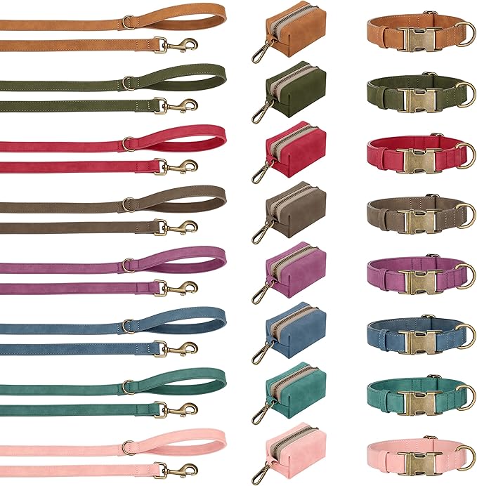 Didog Soft PU Leather Dog Collar, Stylish Quick Released Dog Collar for Large Dogs, Easy Clean Adjustable Pet Collar for Daily Walking, Pink, L Fit 16-22" Neck