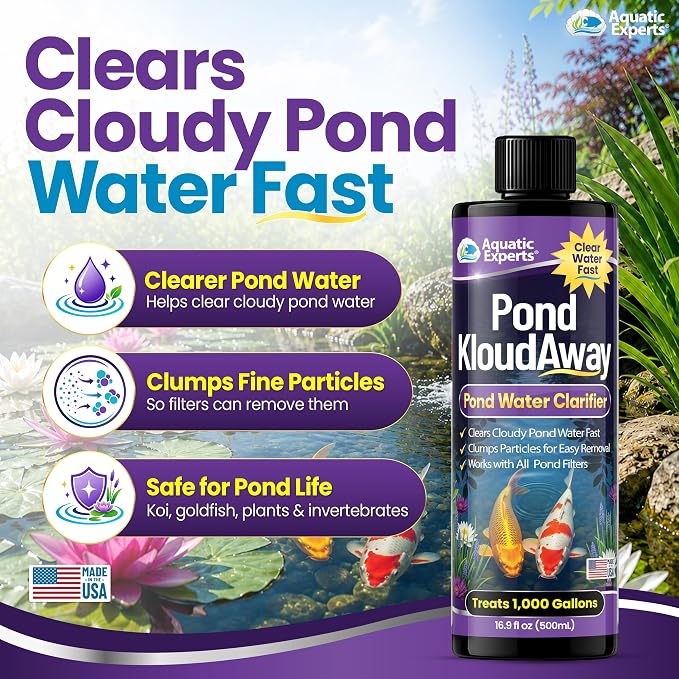 Pond KloudAway Pond Water Clarifier – Clears Cloudy Pond Water, Clumps Particles for Easy Removal, 500 mL, Aquatic Experts