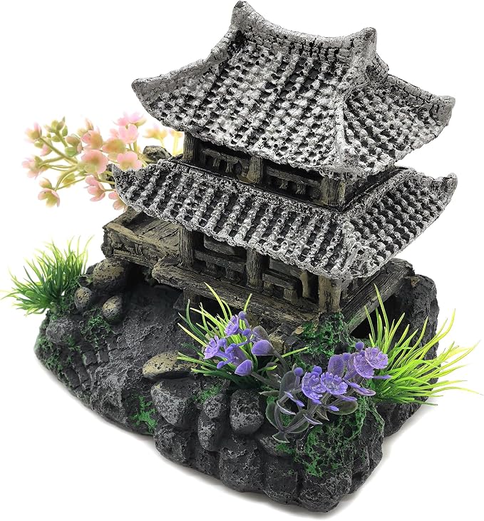 M2cbridge Aquarium Decor Antique Roman Column Ruin European Castle Underwater Landscape(Pavilion)