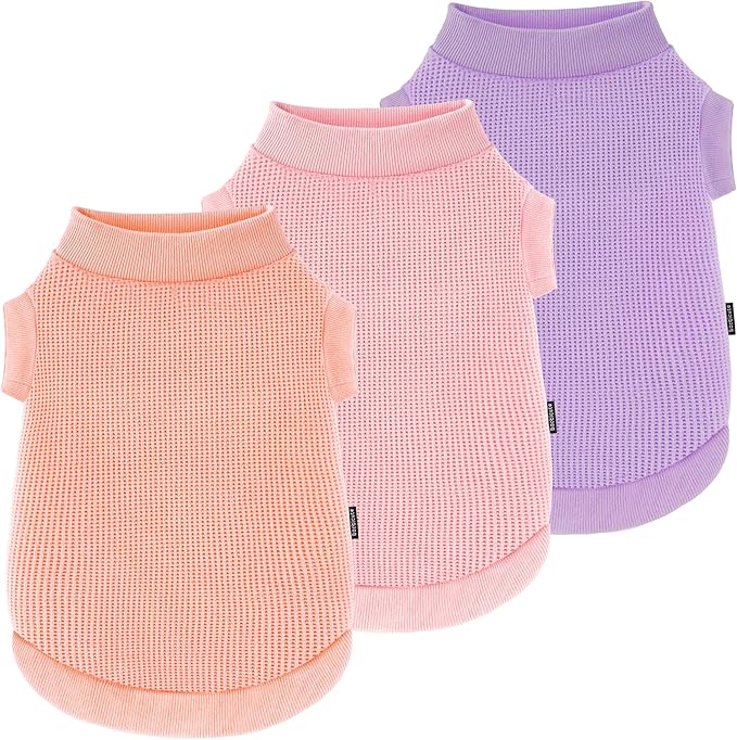 3 Pack Dog Shirt for Small Supplies Functional Waffle Dog Clothes Warm Soft Sweatshirt Outfit for Dogs Cats Pet Apparel