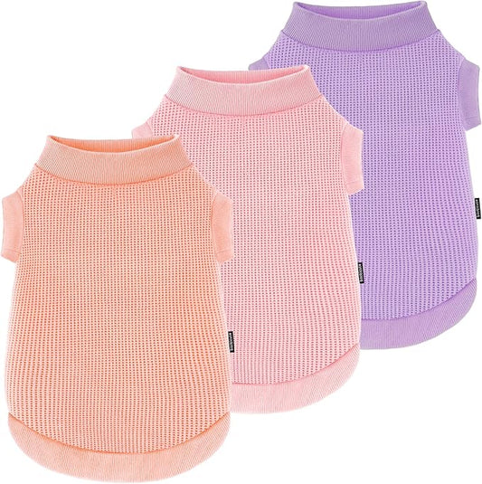 3 Pack Dog Shirt for Small Supplies Functional Waffle Dog Clothes Warm Soft Sweatshirt Outfit for Dogs Cats Pet Apparel