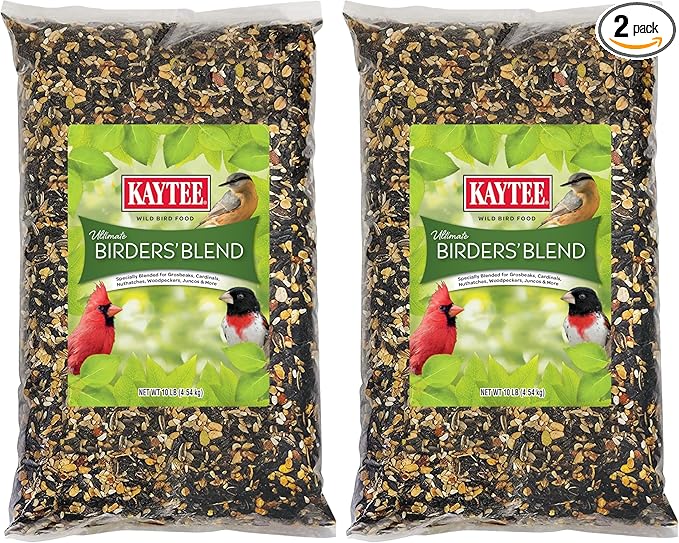 Kaytee Ultimate Birder's Blend Food,Wild Bird Seed for Grosbeaks,Cardinals,Nuthatches,Woodpeckers & More Outside Feeders,10 Pound,(Pack of 2)