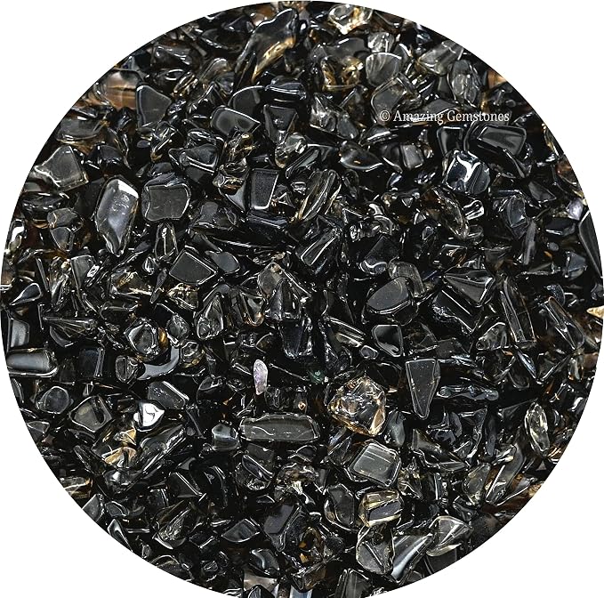 Smoky Quartz Crystal Chips Aquarium Gravel Rocks - Smoky Quartz Chips Bulk Fish Tank Gravel, Small Tumbled Stone Chips and Tiny Crystals for Decoration (Natural AAA Grade Gemstones)