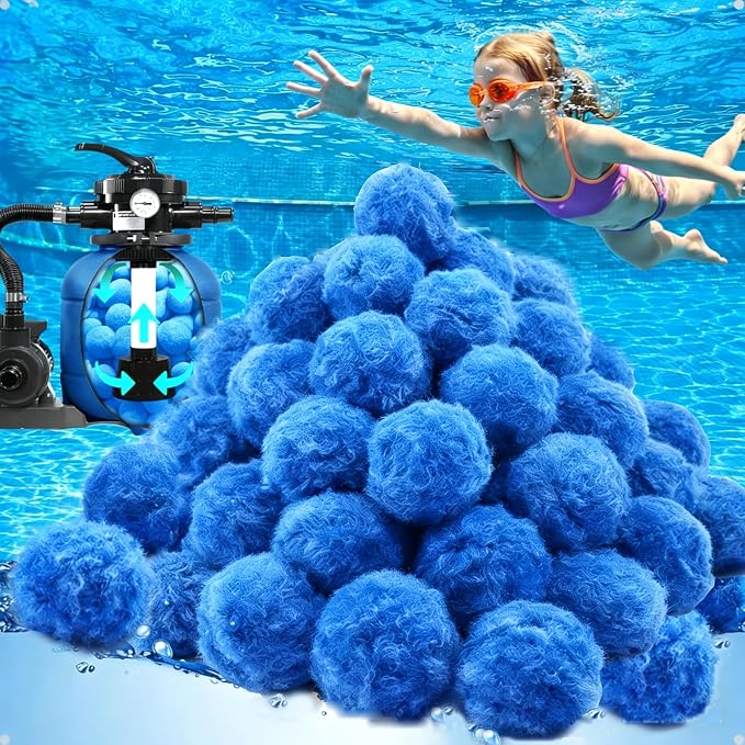 5.5LB Pool Filter Balls for Sand Filter Above Ground Inground Swimming Pool | Reusable Fiber Spheres Filtering Media Replacement to Replace Pool Filter Sand Strainer Cleaner in Sand Pump