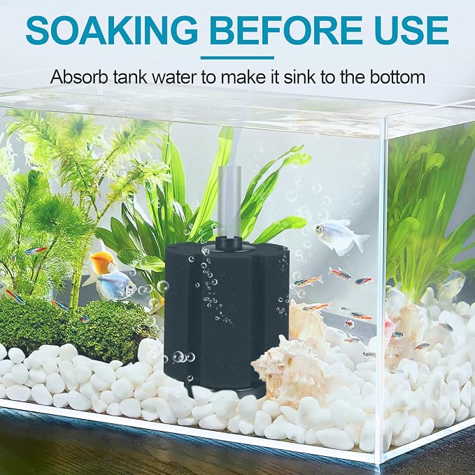 Large Aquarium Bio Sponge Filter, Fits Aquarium Tanks Up to 60 Gallons | Large Quiet Bio Sponge Filter for Freshwater Betta Fry, Shrimp and Small Fish 3 Pack