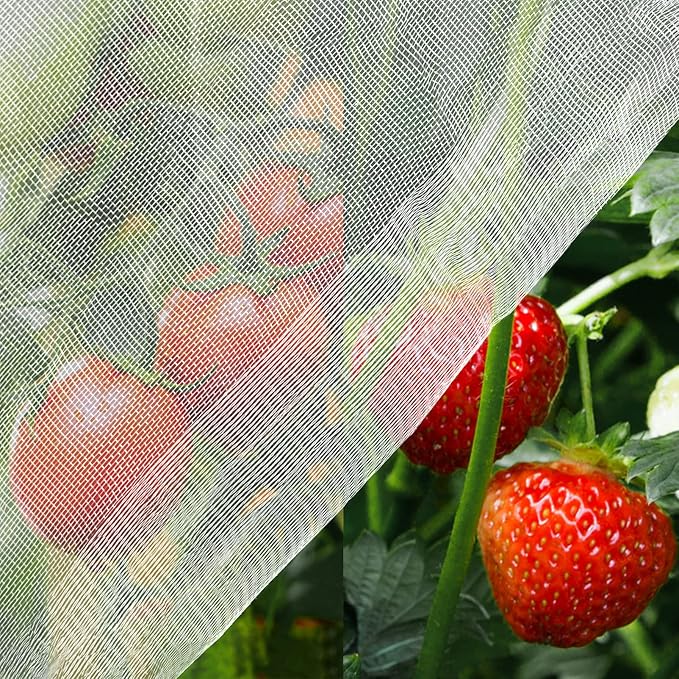 Garden Mesh Netting, 8' x 20' Mosquito Bird Netting Barrier Row Cover, Fruit Tree Net Screen Protect Plant Vegetables Fruits Crops from Cicada, Garden Bed Cover Plant Protecting Net